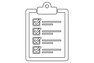 Continuous line art drawing of checklist clipboard icon vector illustration
