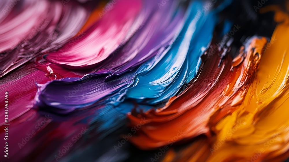 Aufkleber a palette knife applies textured paint across a canvas, showcasing vibrant colors merging in an expr