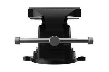 Heavy-Duty Black Bench Vise: Robust Workshop Clamping Tool. Essential for Metalworking, Woodworking, DIY, Industrial and Garage Projects. High-Res Isolated PNG on Transparent Background.