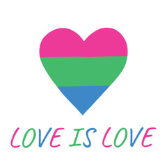 Colorful heart shape Polysexual pride flag Happy pride day LGBTQIA community Pride Month Vector hand drawn doodle for posters, stickers, logo, cards