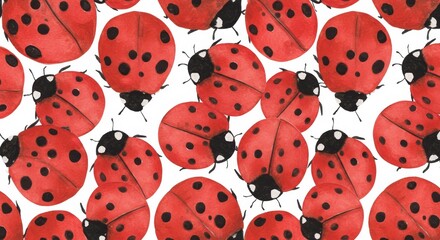 Illustration of Watercolor Ladybugs on White Background