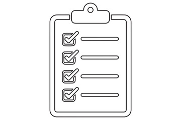 Continuous line art drawing of checklist clipboard icon vector illustration
