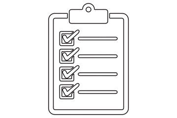 Continuous line art drawing of checklist clipboard icon vector illustration
