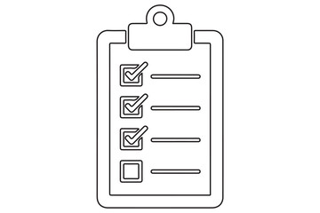 Continuous line art drawing of checklist clipboard icon vector illustration
