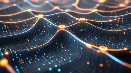 Abstract data visualization, network of interconnected points