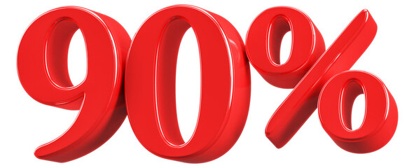 3D Red 90 Percent Off Sale Number Discount