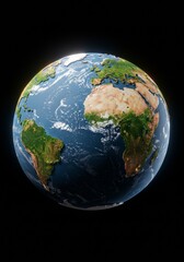 3D Pixel Art Earth Globe From Space