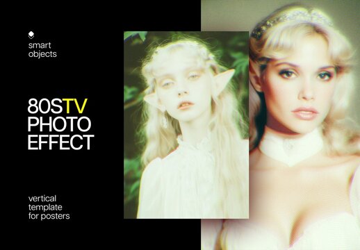 80s Tv Poster Photo Template Mockup