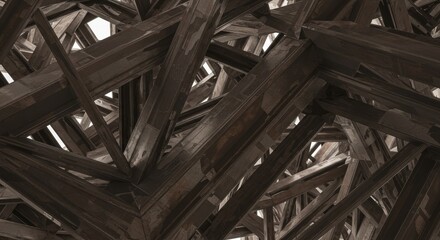 3D Render Abstract Background of Destroyed Metal Structure