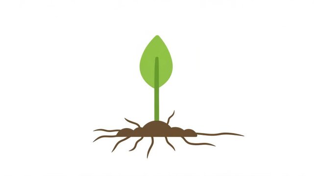 Green sprout emerging from soil in a minimalist illustration style - Concept of animated icon sustainable consumption  