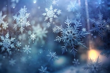 Winter snowflakes background snow christmas holiday season december frost ice crystal blue design art