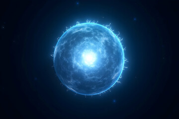 Obraz premium Mesmerizing Deep Space Visualization, Illuminated sphere in the void, showcasing intricate detail and ethereal glow amidst a star-speckled cosmic expanse