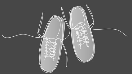 Linear Stride: Sleek One-Line Vector Sneakers Design
