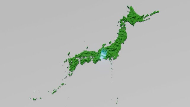 ハニカム構造状の愛知県の立体地図