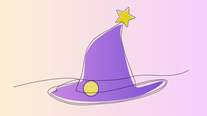 One Line Magic: Enchanted Hat in Minimal Vector Style