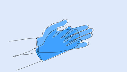 Linear Grip: Stylish Rubber Gloves in One-Line Vector Art