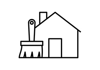 Icono negro de casa con brocha representando reforma