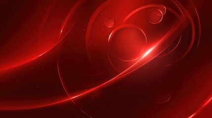 Abstract red background with glowing lines and circles