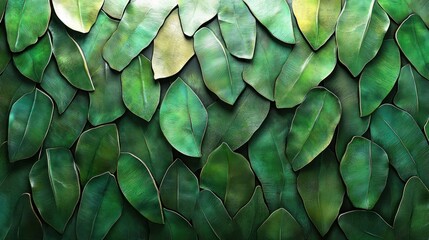 Lush Tapestry of Overlapping Verdant Leaves Creating a Rich Natural Green Background Texture