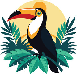 Colorful Toucan Bird Perched on a Branch in a Tropical Setting