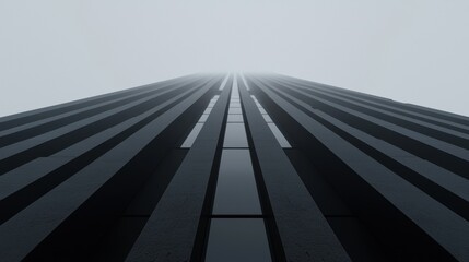 A tall building with a grid of windows.