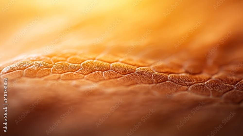 Fototapete golden scales of a snake glisten under directional light. the interplay of highlights and shadows en