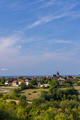 Obraz premium French village of Reilhaguet in Lot department under blue sky with cirrus clouds