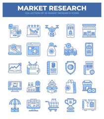 Market Research Icons. A Collection of 25 Essential Business and Marketing Graphics