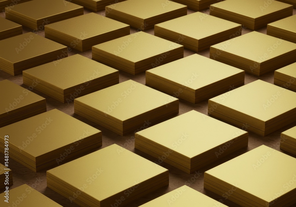 Fototapete 3d render of golden cubes pattern background