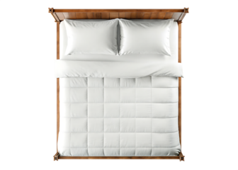 double bed with headboard isolated on white background PNG 