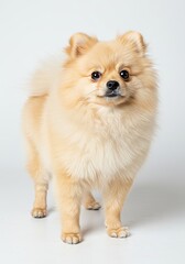 Photo of a Fluffy Pomeranian Dog on a White Background