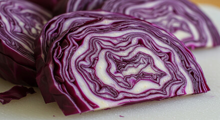 Fototapeta premium Fresh Red Radicchio: Vibrant Purple Leafy Vegetable