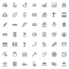 Farming line icons set