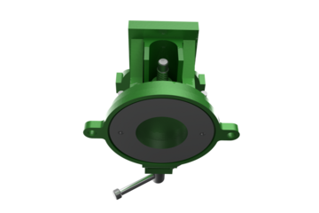 Green Bench Vise HD PNG: Robust Industrial Workshop Tool with Metal Jaws for Heavy-Duty Clamping, Repair, and DIY Crafts and Projects. High-Resolution Isolated Image on Transparent Background.