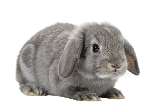 Grey lop rabbit isolated, gentle pet for homes. This gentle animal is so gentle.

