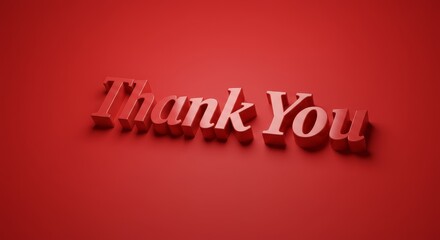 3D Thank You Text on Red Background Illustration