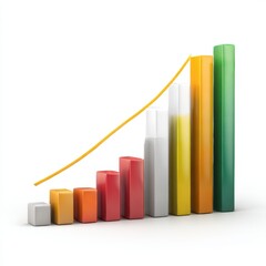 Financial growth bar chart template - isolated on white background