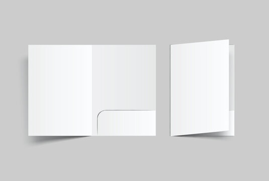 3D A4 Size Single Pocket Folder, open Leaflet, bifold mockup isolated on background.Blank folder paper template for business presentation document, flyer, catalogue, advertising or any creative work
