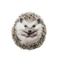 Obraz premium Cute hedgehog curled, isolated. Cute animal in defense. So cute for visuals. 