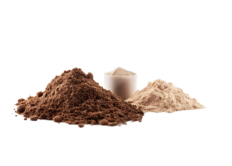  whey protein supplement scoop with caramel whey isolated on white background PNG 