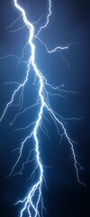 lightning bolt striking across a dark blue sky
