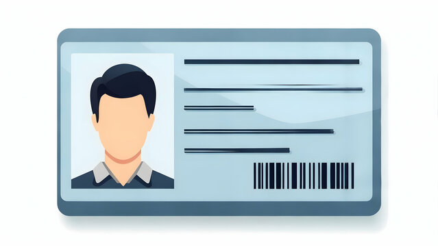 Blue Identification Card Featuring Avatar and Barcode Ideal for Security Use