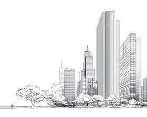Obraz premium Cityscape architectural line drawing