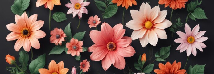 Stylish vector flower collection, geometric shapes ,  art,  graphic,  flat design