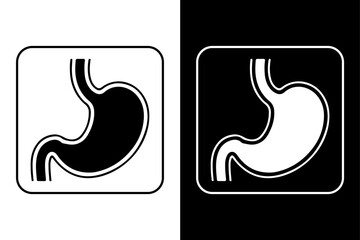 Black and White Stomach Silhouette Minimal Human Organ Vector.