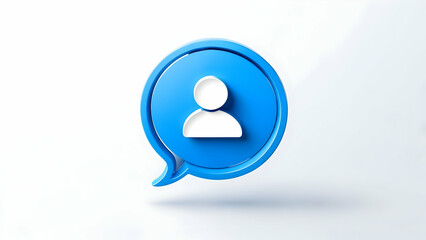 User Icon Within Blue Speech Bubble on a Simple Background