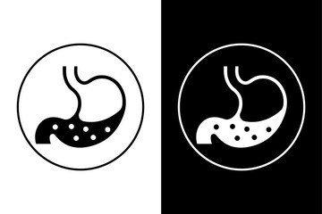Stomach Vector Icon Anatomical Black Silhouette on White Background.