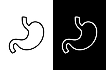 Human Stomach Silhouette Vector Icon Black and White Medical Design.