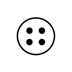 Fototapeta premium Four-dot button icon inside a circular outline for representing textile elements, tailoring symbols, or UI controls