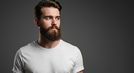 Fototapeta premium Photo Portrait of Serious Bearded Man in Studio